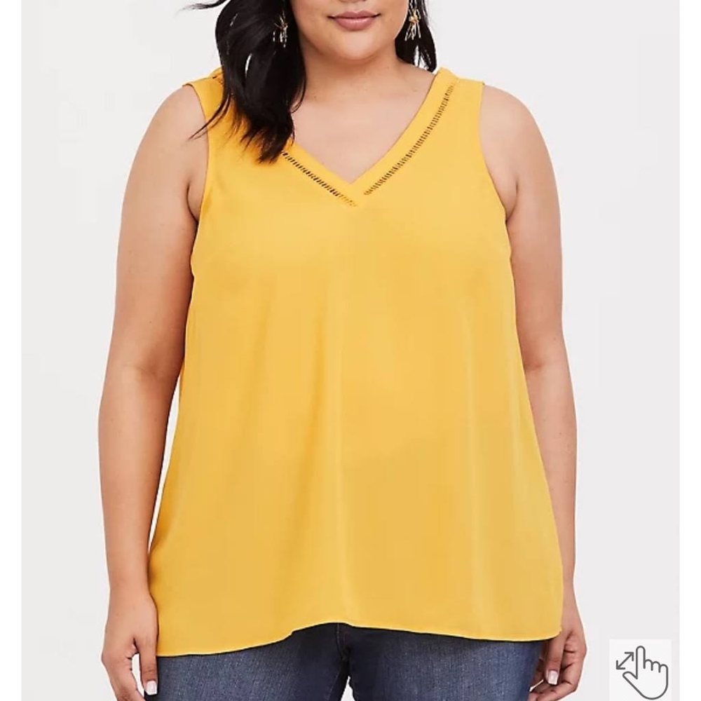 Yellow eyelet georgette top